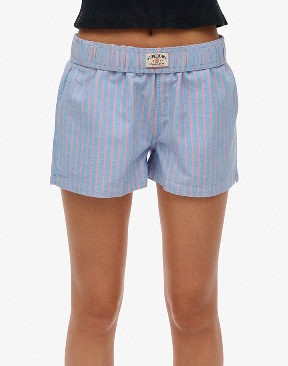 SUPERDRY D3 OVIN COTTON STRIPE ELASTIC SHORT ΣΟΡΤΣ ΓΥΝΑΙΚΕΙΟ W7110476A-H4T LightBlue