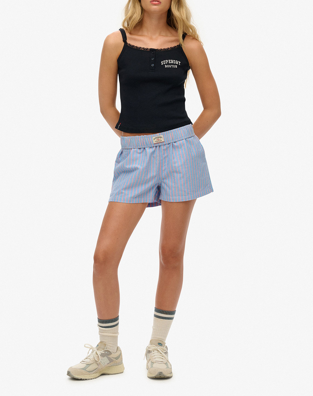 Superdry D3 Ovin Cotton Stripe Elastic Short Σορτς Γυναικείο W7110476A-H4T Lightblue Γυναικεία ρούχα Βερμουδες Politikos Shop Πολιτικός