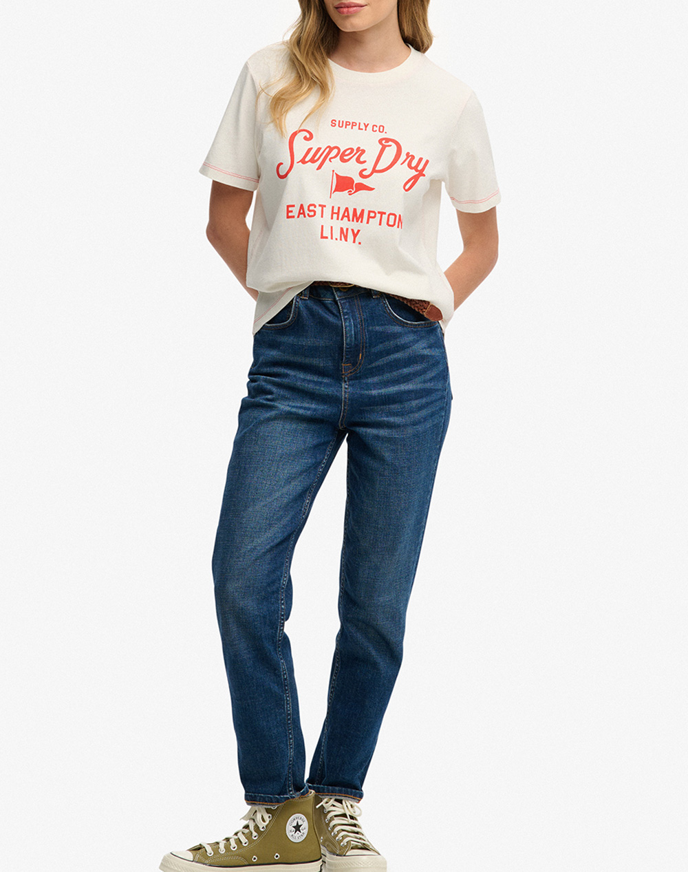 Superdry D4 Ovin Heritage Hamptons Tee Μπλούζα Γυναικείο W1011872A-22C Cream Γυναικεία ρούχα μπλούζες Τ-Shirt Politikos Shop Πολιτικός