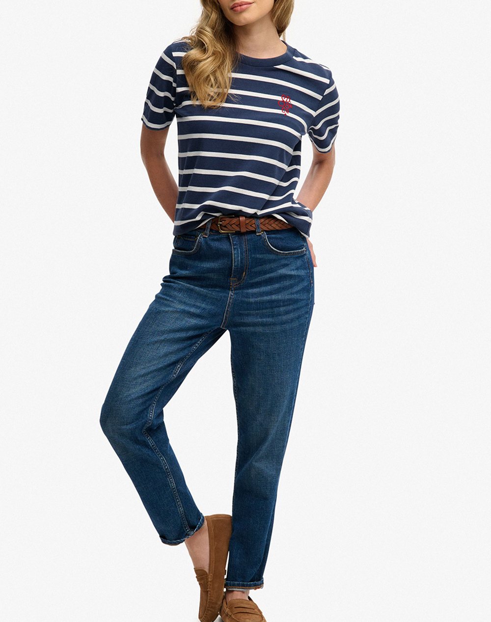 Superdry D4 Ovin Heritage Hamptons Stripe Tee Μπλούζα Γυναικείο W1011871A-Jkc Navyblue Γυναικεία ρούχα μπλούζες Τ-Shirt Politikos Shop Πολιτικός