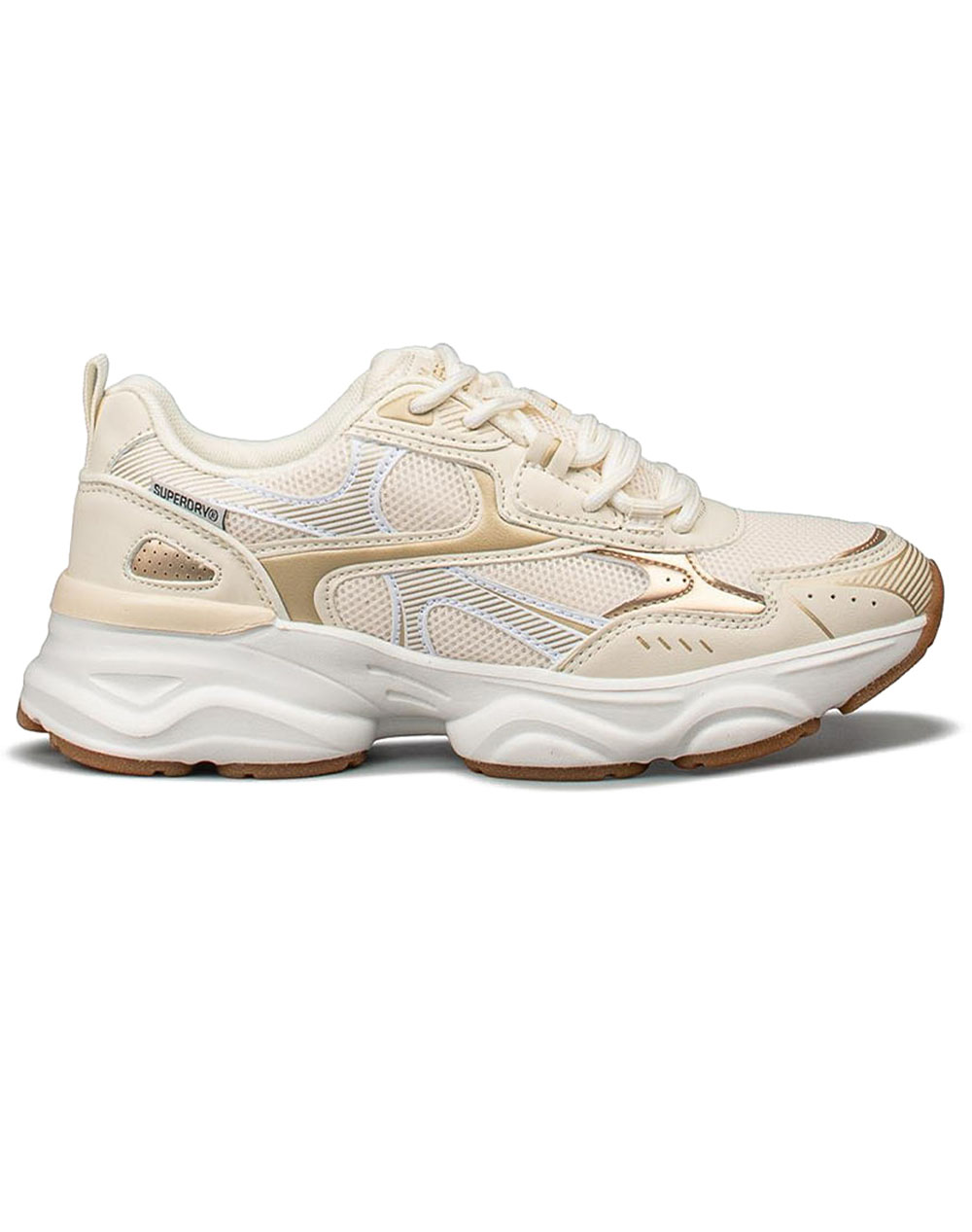 Superdry Γυναικεία Αθλητικά Sneakers Κρεμ Mesh Suede Συνθετικό