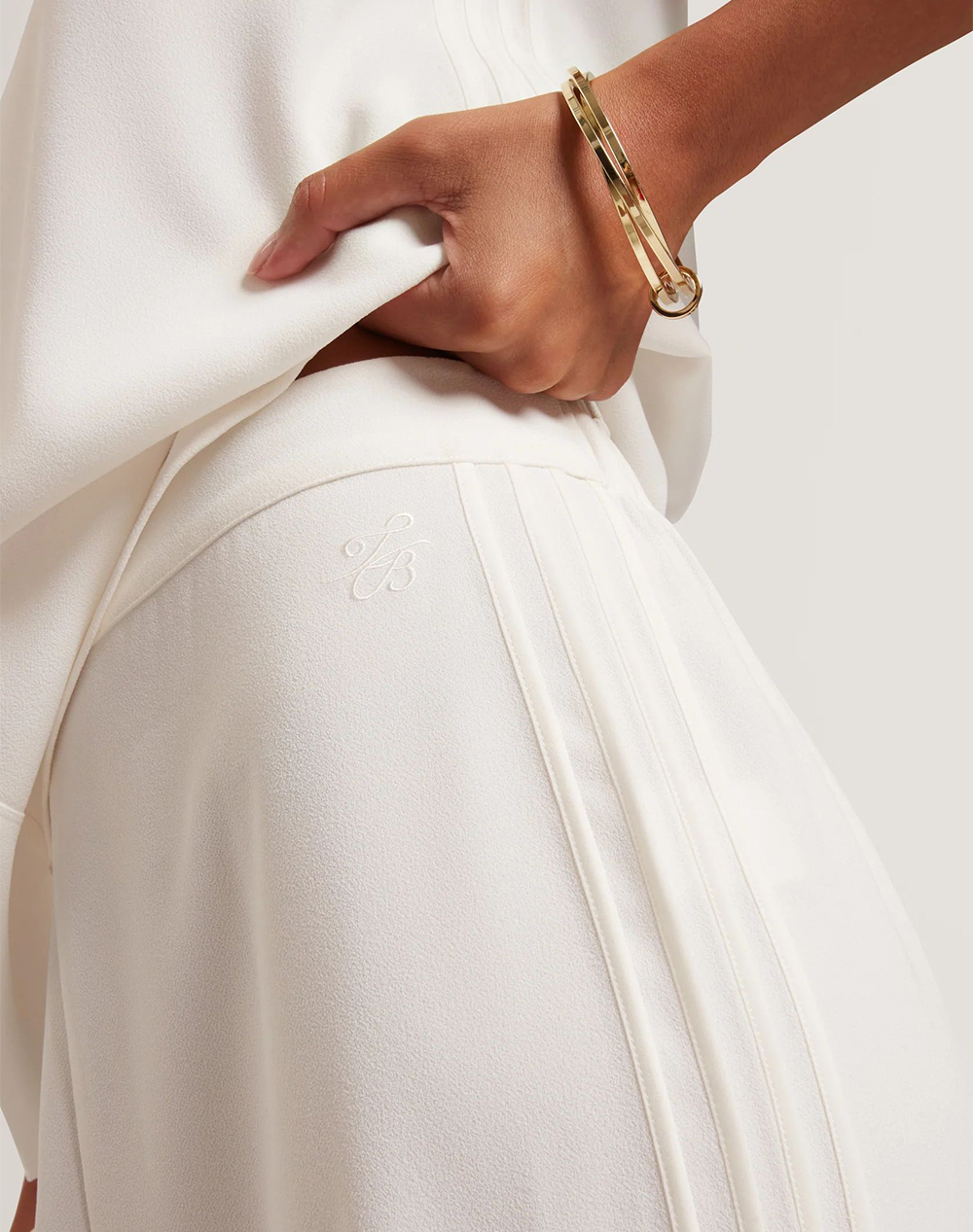 TED BAKER TED BAKER GORJJA Piping Detail Wide Leg Crepe Trouser 282793-IVORY Ivory - 3