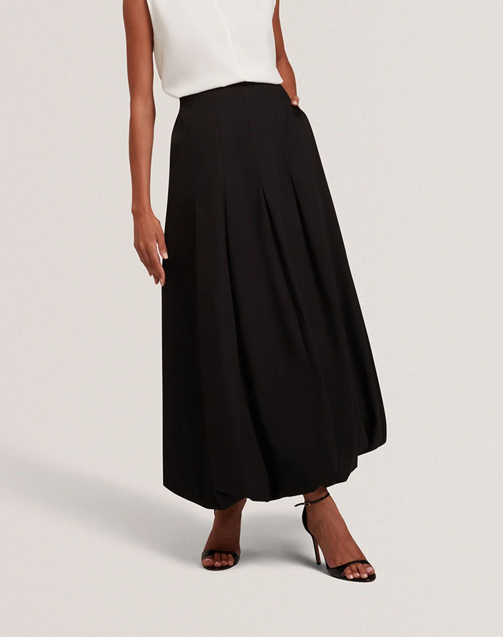 TED BAKER CINNABA Seam Detail Bubble Midi Skirt 282226-BLACK Black