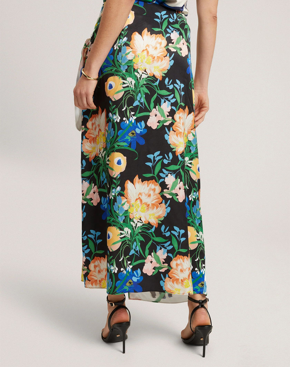 TED BAKER TED BAKER ALLMIA Floral Print Knot Detail Wrap Midi Skirt 284193-BLACK Multi - 2