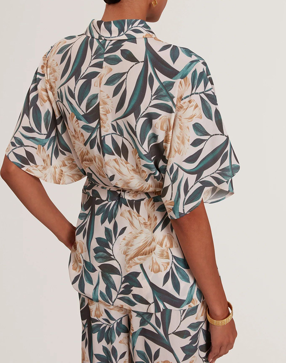 TED BAKER TED BAKER GEHMMA Printed Tie Detail Short Sleeve Shirt 282463-CREAM Mixed - 2