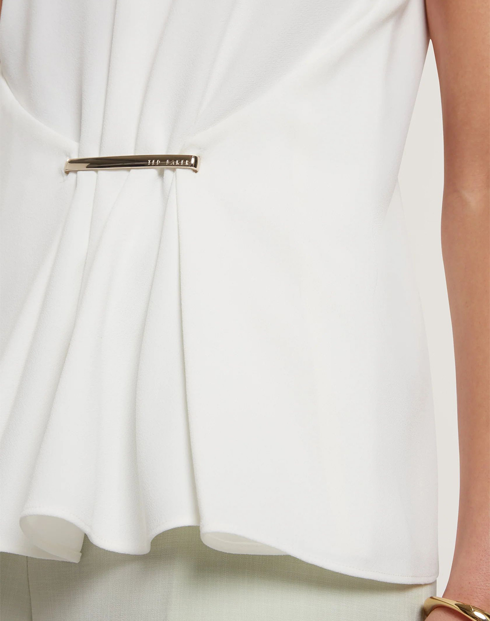 TED BAKER TED BAKER ALAYRA Draped Pebble Detail Top 284194-IVORY Ivory - 3