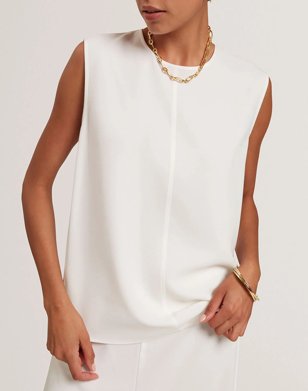 TED BAKER MARMIA Sleeveless Top With Piping Detail 282794-IVORY Ivory