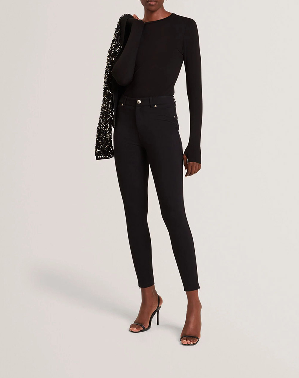 Ted Baker Arania Long Sleeve Fitted Jersey Top 282126-Black Black Γυναικεία ρούχα μπλούζες Τοπ Κορμακια Politikos Shop Πολιτικός