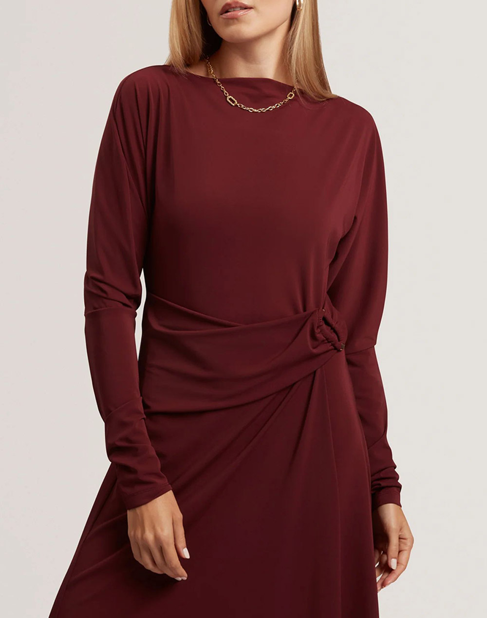 Ted Baker Ralhaa Wrap Jersey Midi Dress 280865-Oxblood Bordeux Γυναικεία ρούχα φορέματα Politikos Shop Πολιτικός