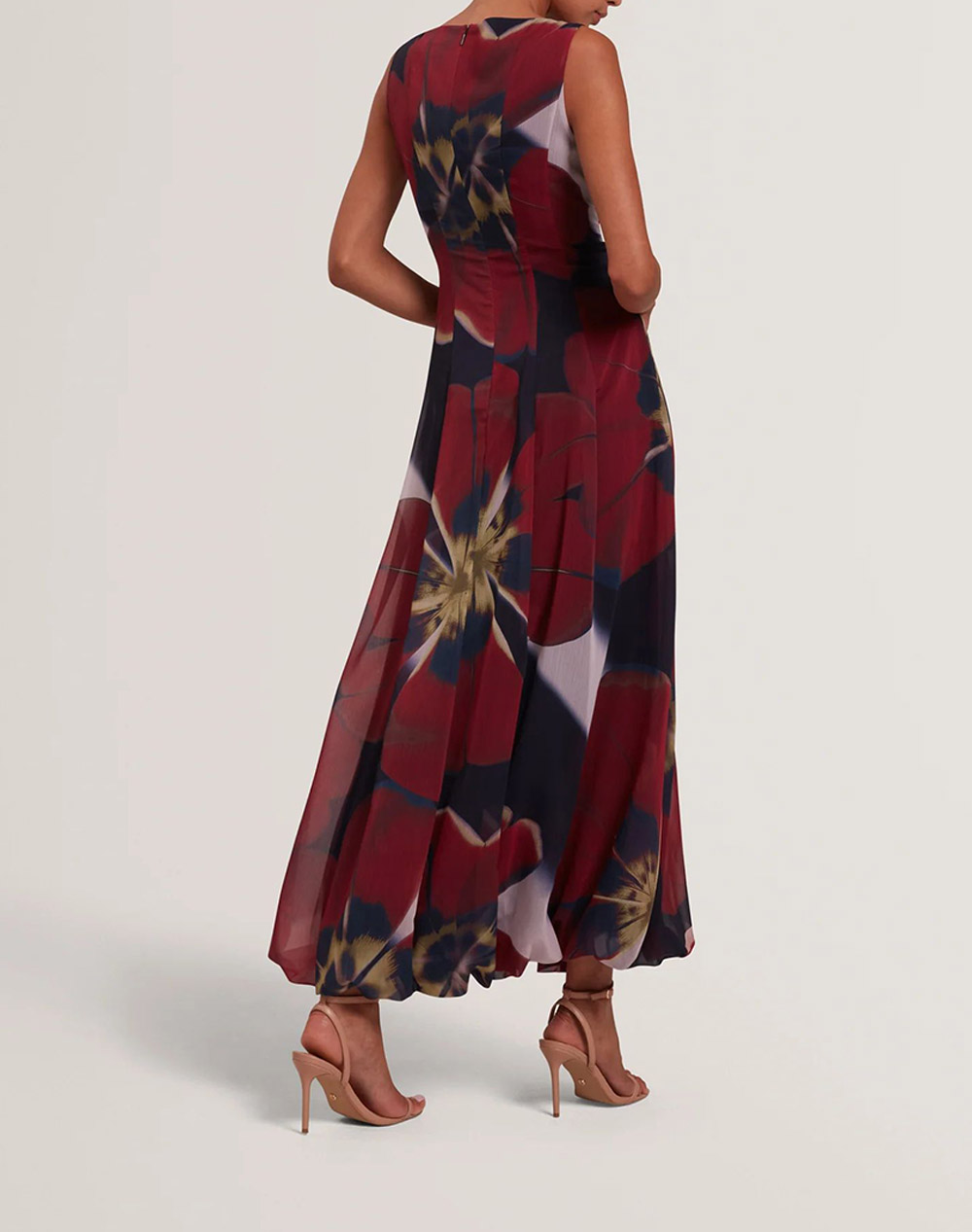 TED BAKER TED BAKER LAYNIA Printed Seam Detail Bubble Hem Midi Dres 282437-NAVY Mixed - 2