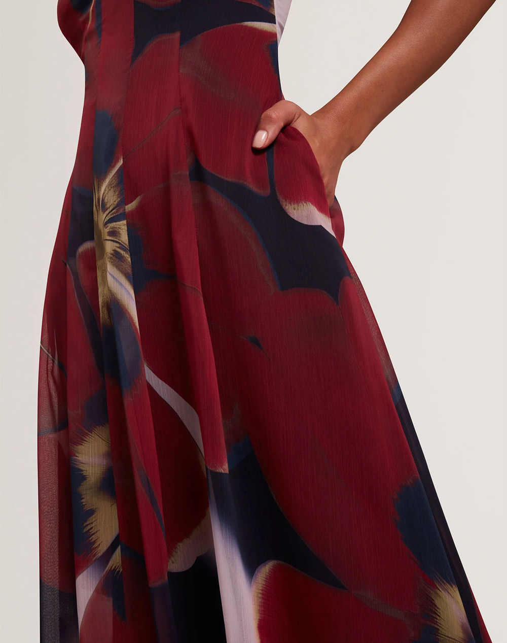 Ted Baker Laynia Printed Seam Detail Bubble Hem Midi Dres 282437-Navy Mixed Γυναικεία ρούχα φορέματα Politikos Shop Πολιτικός