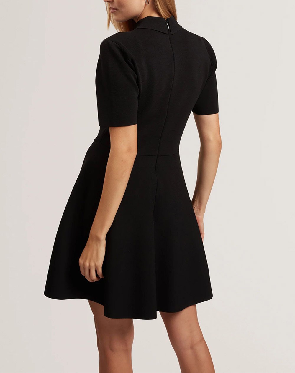 TED BAKER RONDAA Mini Short Sleeve Knitted Polo Dress 282601-BLACK Black