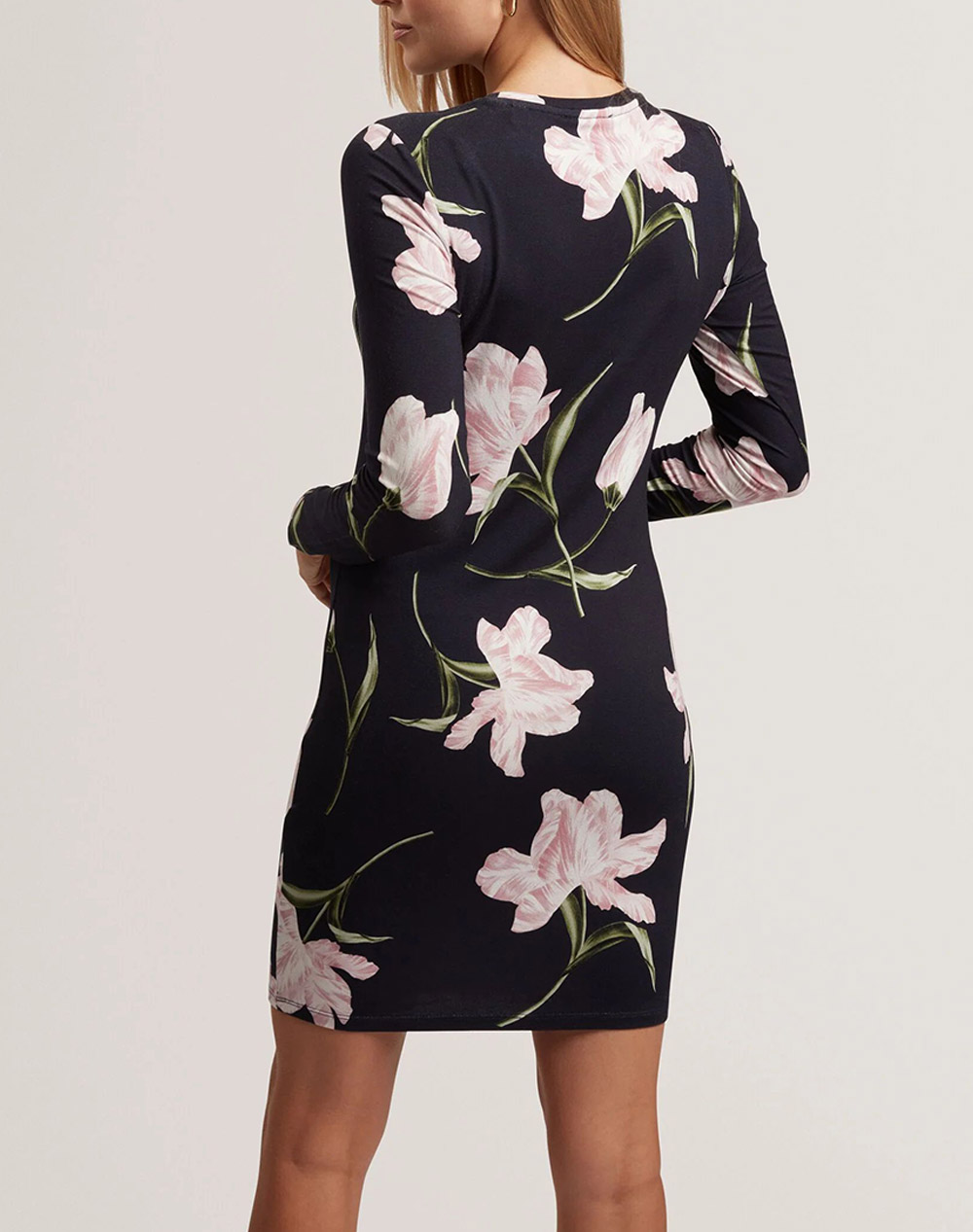 TED BAKER TED BAKER BAAFNEE Printed Long Sleeve Fitted Mini Dress 282676-NAVY NavyBlue - 2