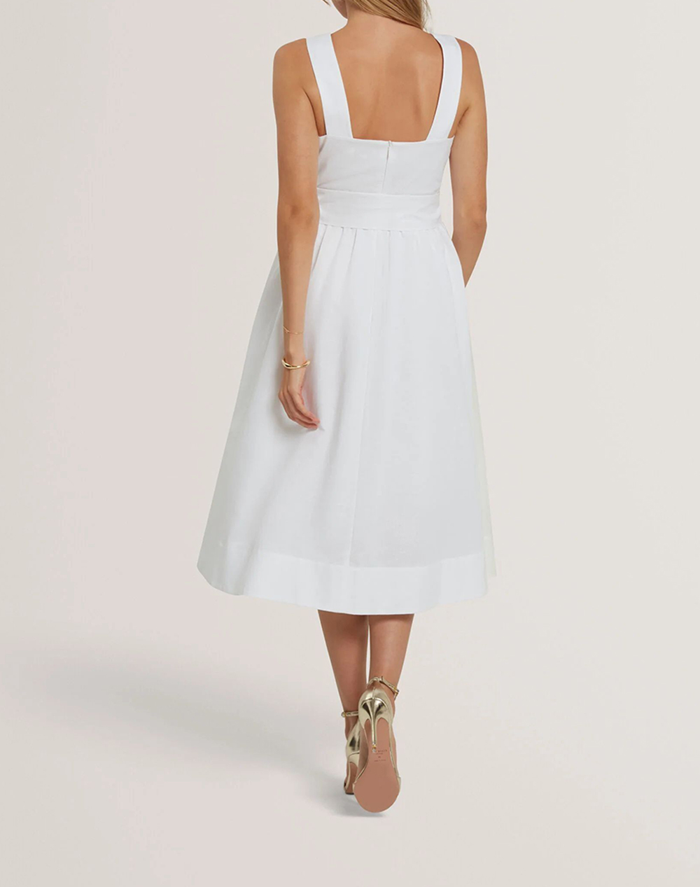 TED BAKER GEMHA Tie Waist Floral Midi Sundress 283593-IVORY Ivory