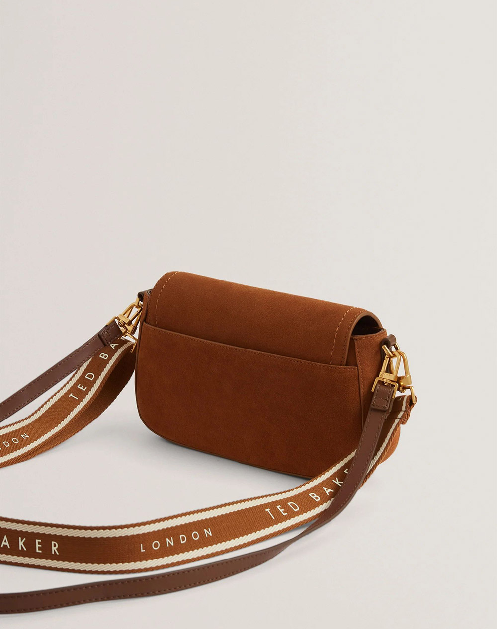 TED BAKER SHAYNE Webbing Suede Crossbody Bag 282687-BROWN Brown