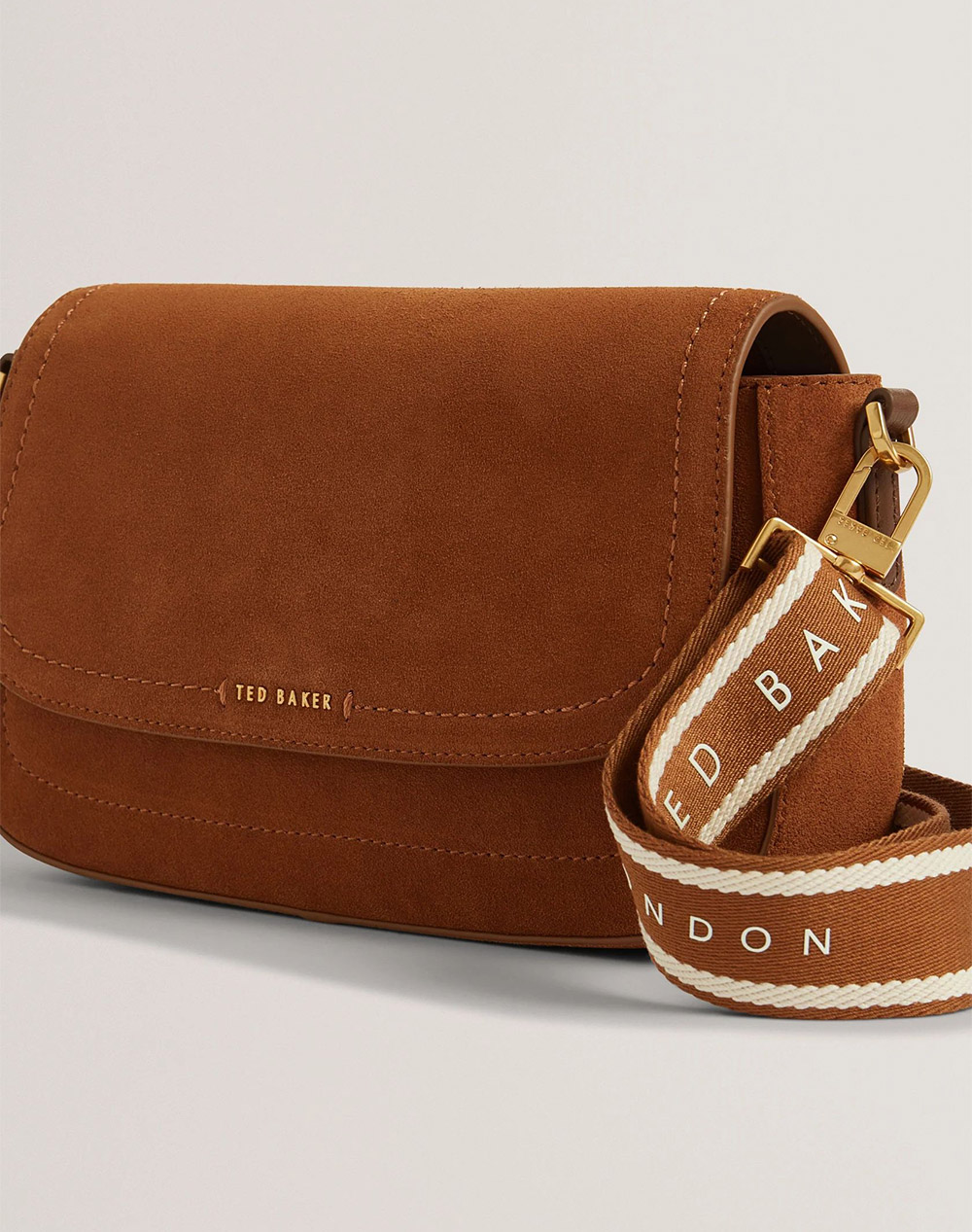 Ted Baker Shayne Webbing Suede Crossbody Bag 282687-Brown Brown Γυναικεία αξεσουάρ τσάντες Politikos Shop Πολιτικός