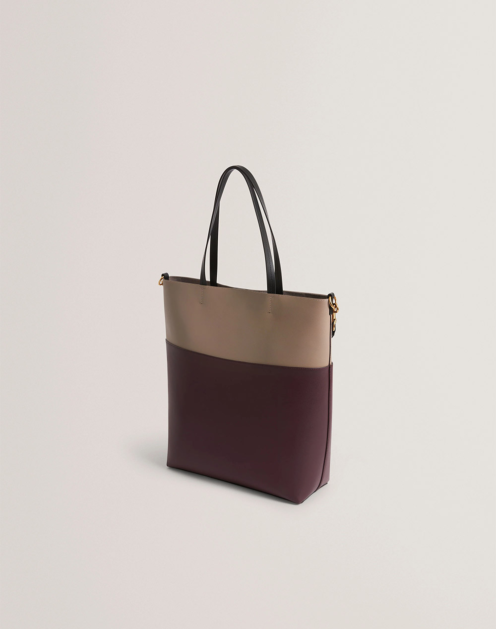TED BAKER WYNSLOW Woven Handle Colourblock Large Bag 282789-WINE RedWine