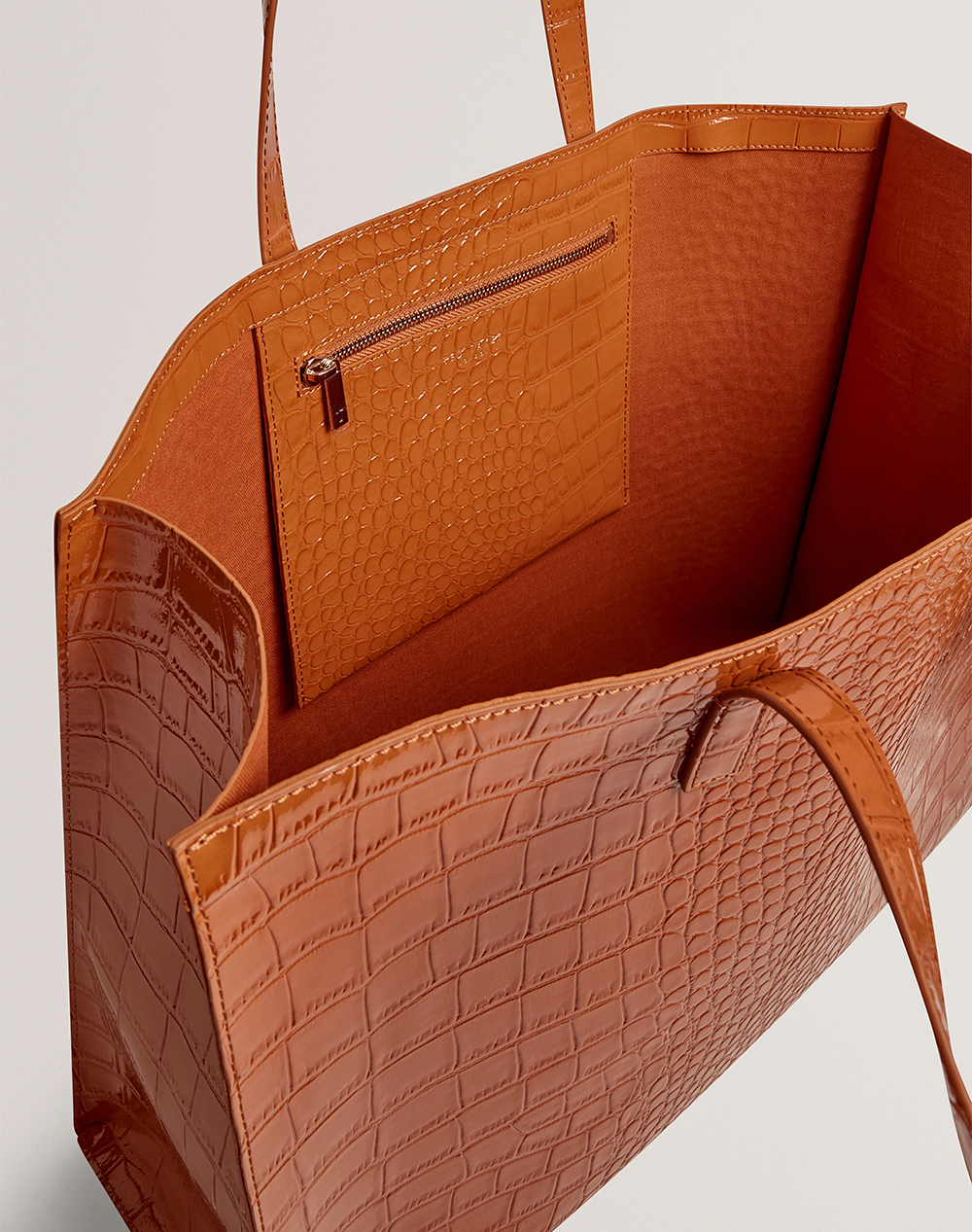 Ted Baker Wellma Croc Effect Extra Large Icon Bag 282816-Tan Tan Γυναικεία αξεσουάρ τσάντες Politikos Shop Πολιτικός