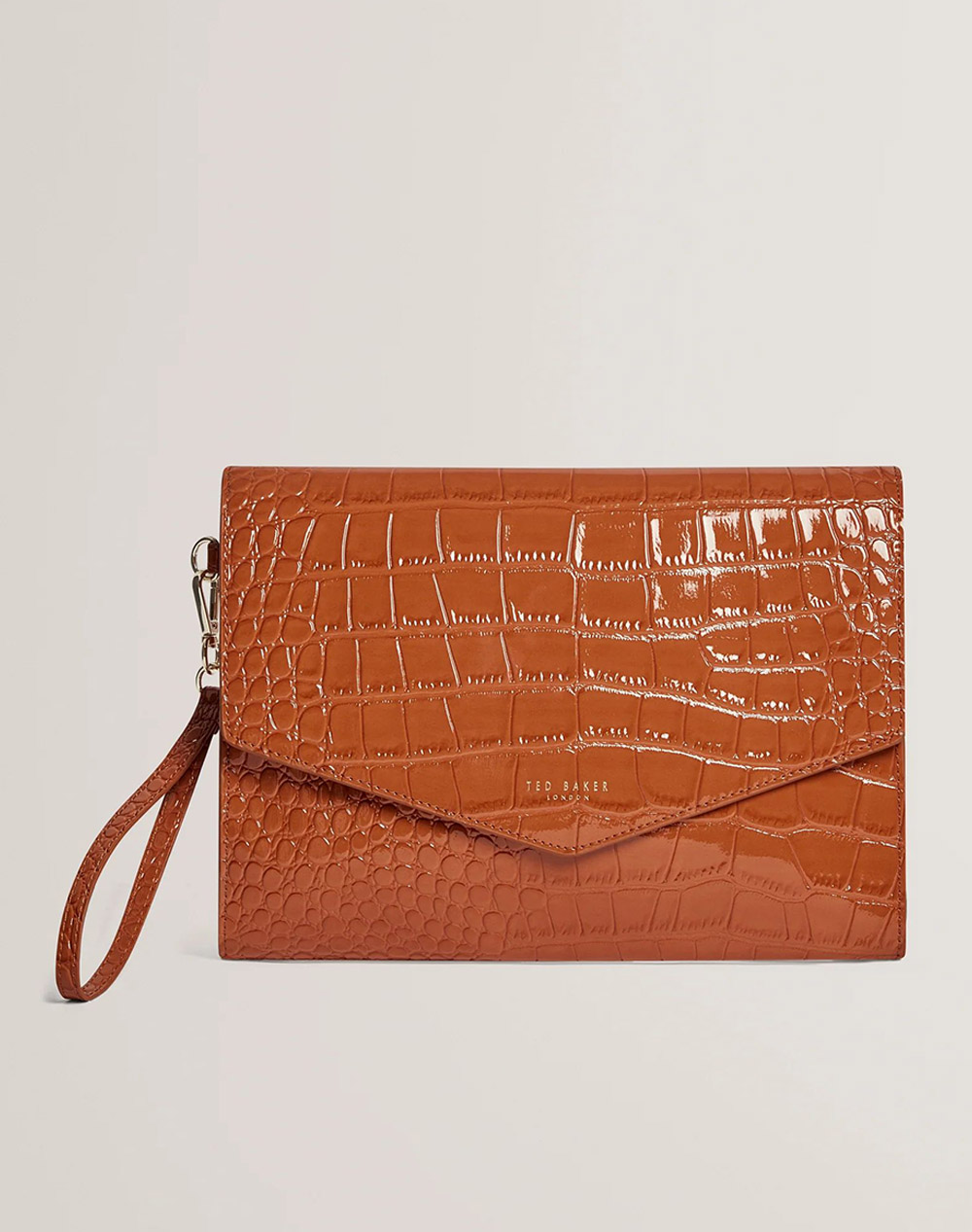 TED BAKER WESSLIE Croc Effect Icon Envelope Pouch 282823-TAN Tan