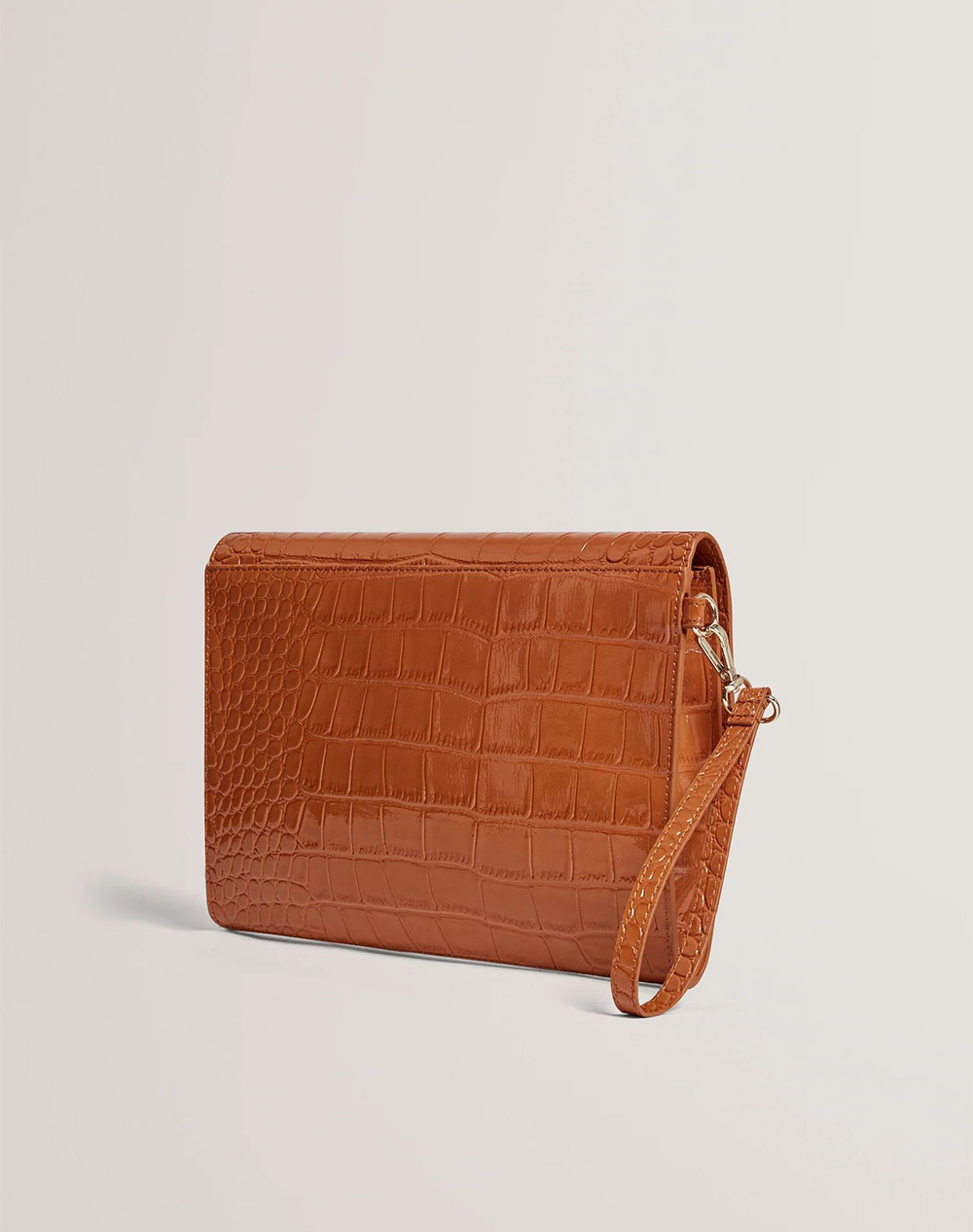 TED BAKER WESSLIE Croc Effect Icon Envelope Pouch 282823-TAN Tan φωτογραφία
