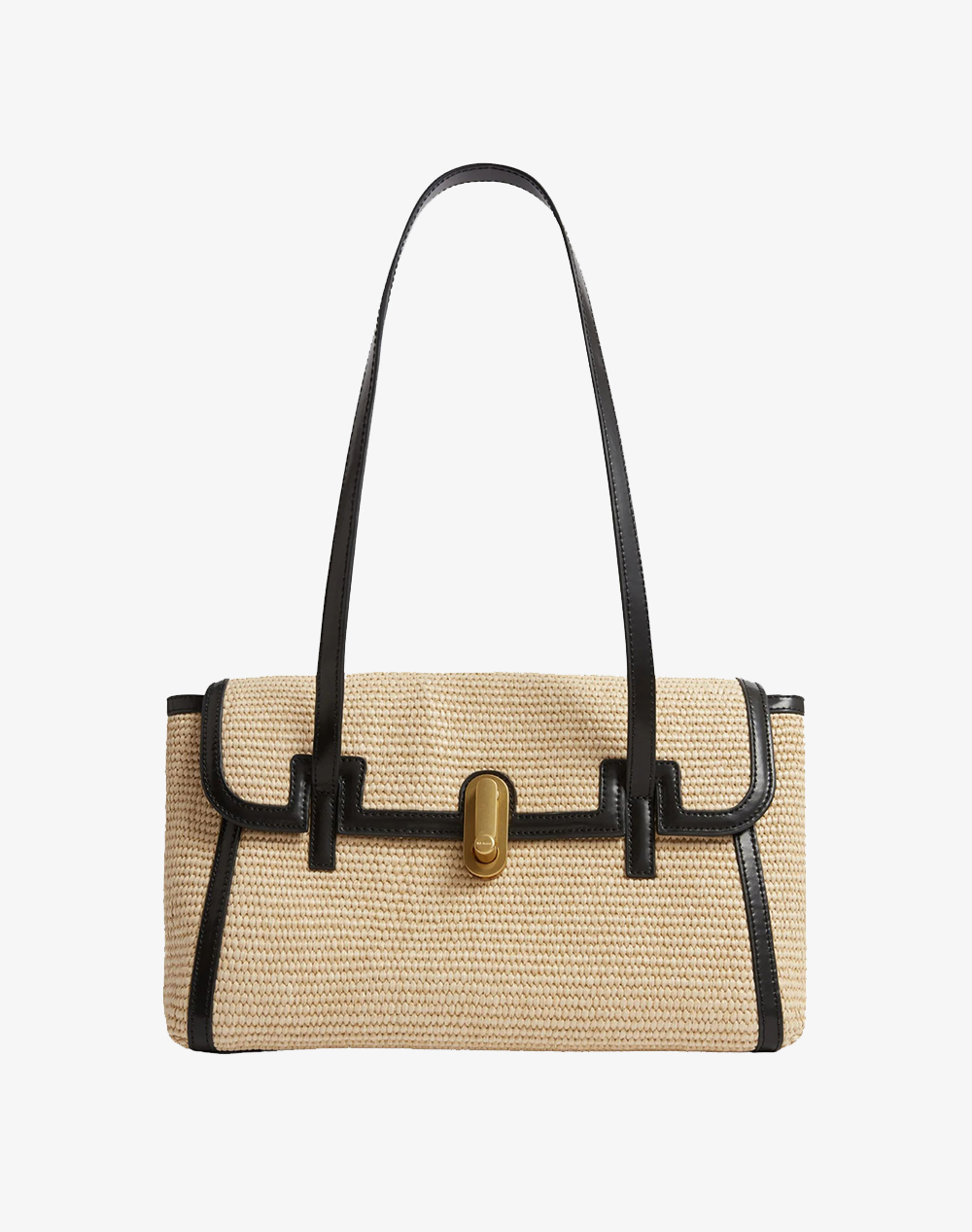 TED BAKER KKYLII Twist Lock Detail Raffia Tote Bag 283250-NATURAL Biege