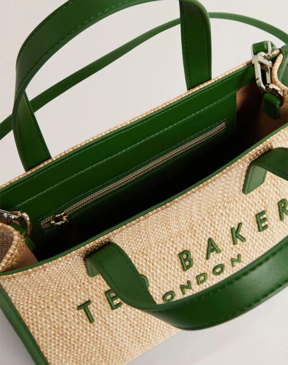 Ted Baker Paolina Faux Raffia Small Icon Bag 284037-Green Green Γυναικεία αξεσουάρ τσάντες Politikos Shop Πολιτικός