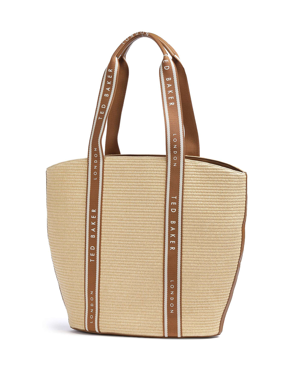 TED BAKER TED BAKER RAFIIA Webbing Detail Raffia Large Tote Bag 284052-BROWN Brown - 2