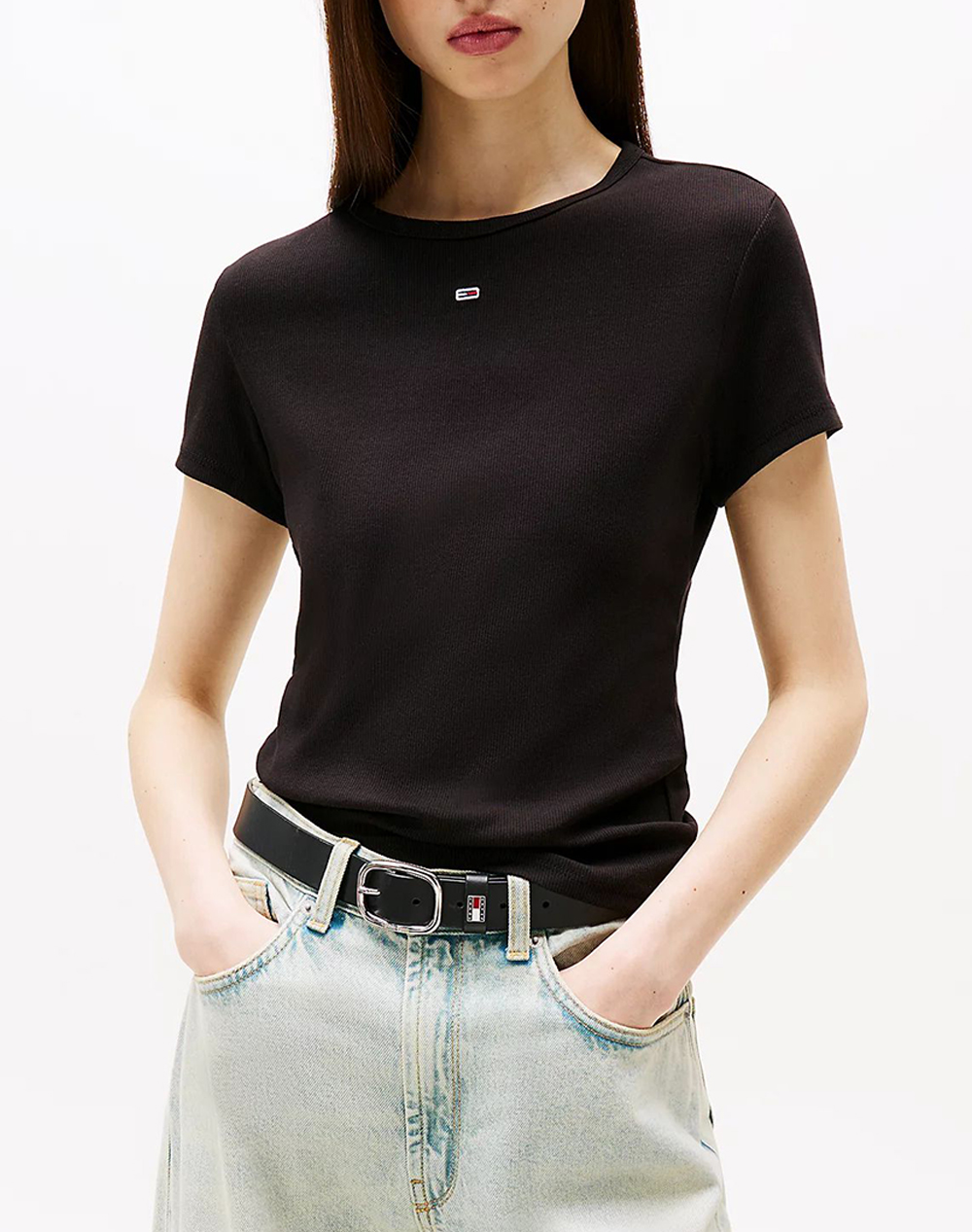 TOMMY JEANS TJW SLIM ESSENTIAL RIB SS EXT DW0DW17383-BDS Black