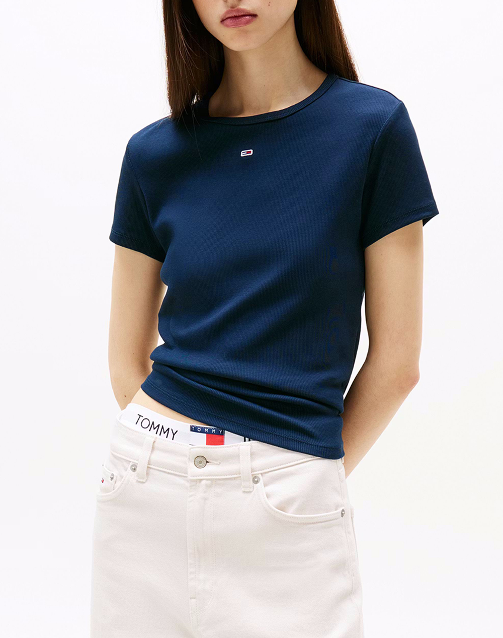 TOMMY JEANS TJW SLIM ESSENTIAL RIB SS EXT DW0DW17383-C1G NavyBlue