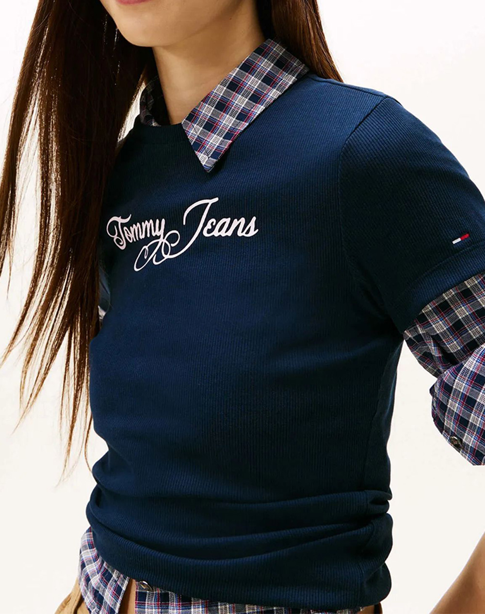 Tommy Jeans Tjw Slim Ess Logo 1 Rib Tee Ext Dw0Dw21838-C1G Darkblue Γυναικεία ρούχα μπλούζες Τ-Shirt Politikos Shop Πολιτικός