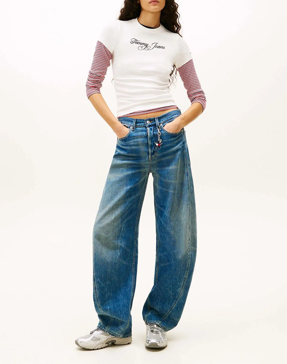 Tommy Jeans Tjw Slim Ess Logo 1 Rib Tee Ext Dw0Dw21838-Ybl Ecru Γυναικεία ρούχα μπλούζες Τ-Shirt Politikos Shop Πολιτικός