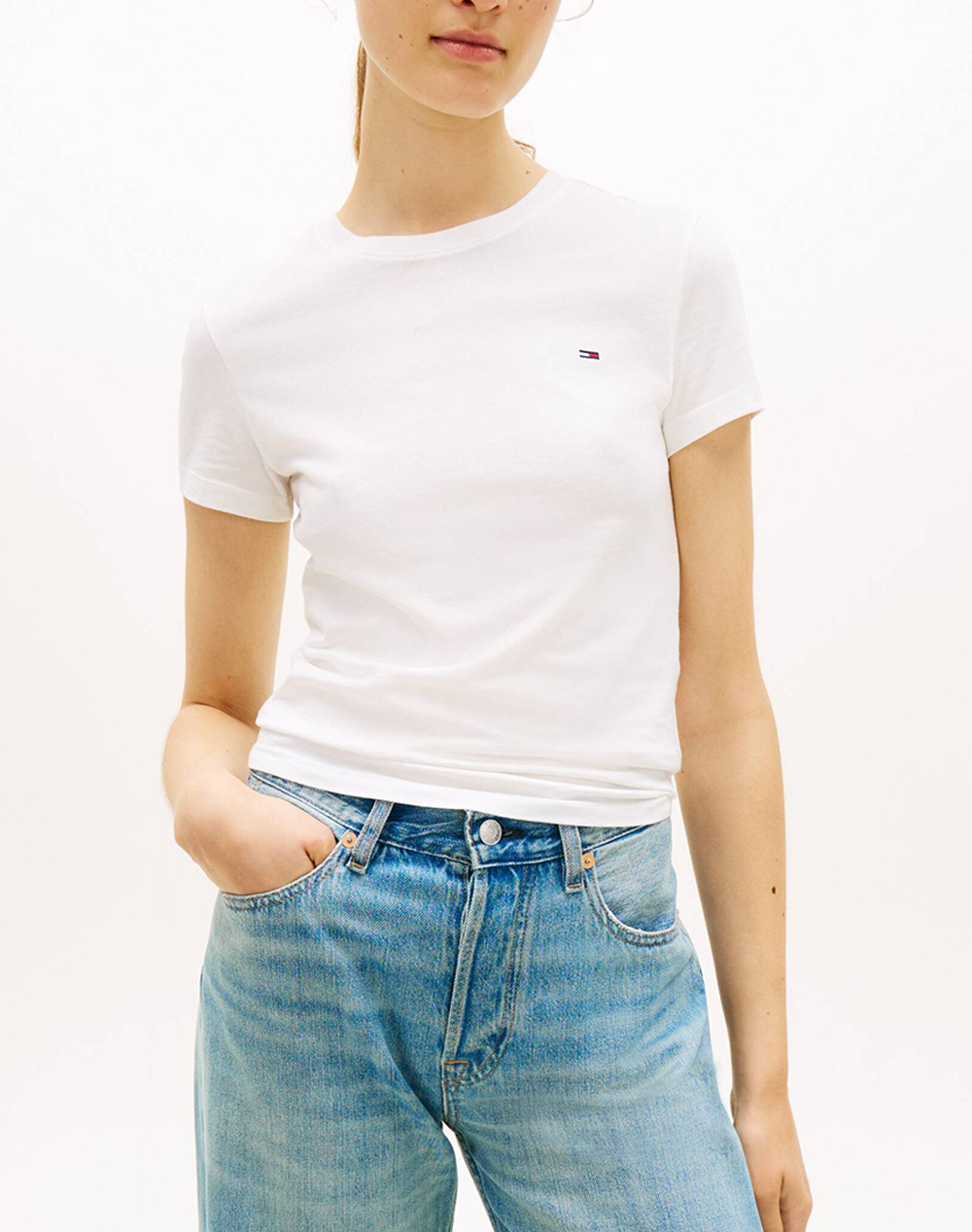 TOMMY JEANS TJW C-NECK TEE DW0DW20459-YBL Ecru