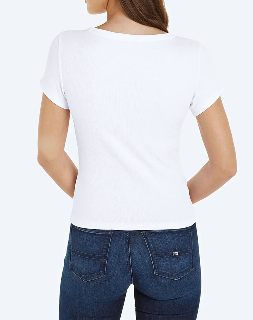 TOMMY JEANS TOMMY JEANS TJW SLIM ESSENTIAL RIB V SS DW0DW17385-YBR White - 2