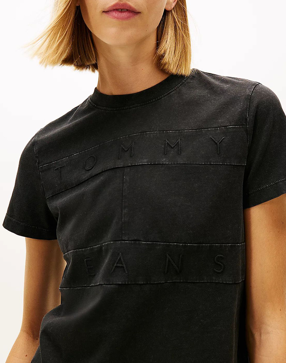 Tommy Jeans Tjw Reg Sh Tonal Flag Tee Dw0Dw22539-Bds Black Γυναικεία ρούχα μπλούζες Τ-Shirt Politikos Shop Πολιτικός
