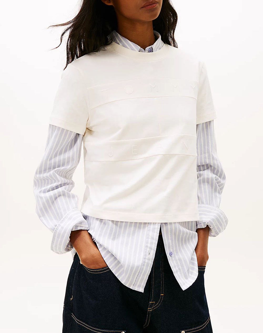 TOMMY JEANS TJW REG SH TONAL FLAG TEE DW0DW22539-YBH OffWhite