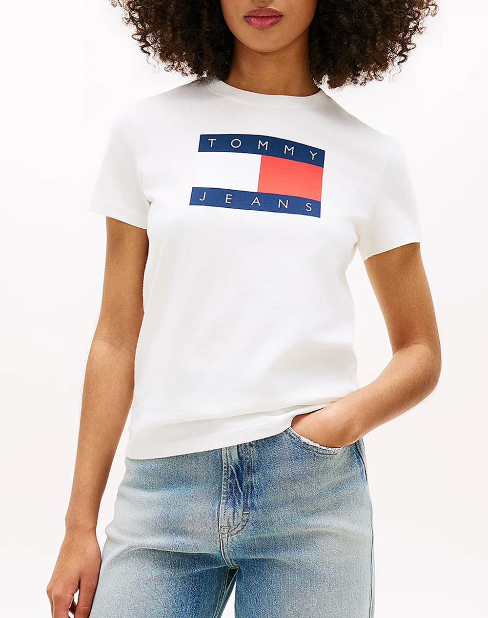 TOMMY JEANS TJW REG TJ FLAG SS TEE DW0DW22562-YBL OffWhite