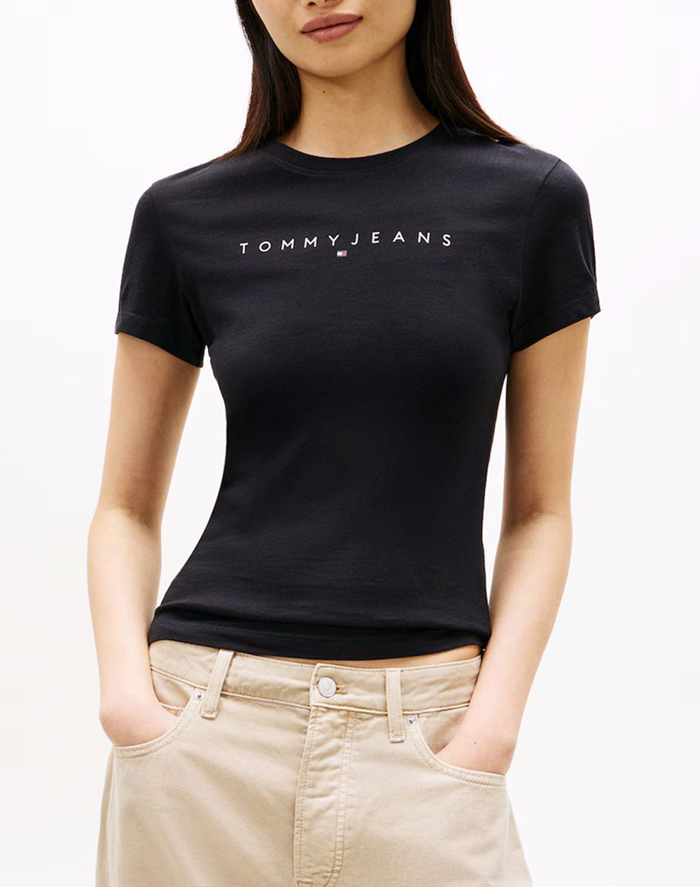 TOMMY JEANS TJW SLIM LINEAR TEE EXT DW0DW18398-0GK Black
