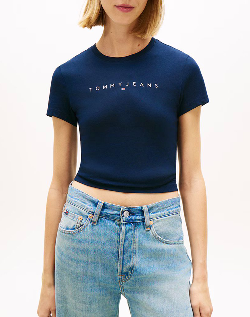 TOMMY JEANS TJW SLIM LINEAR TEE EXT DW0DW18398-0G0 DarkBlue