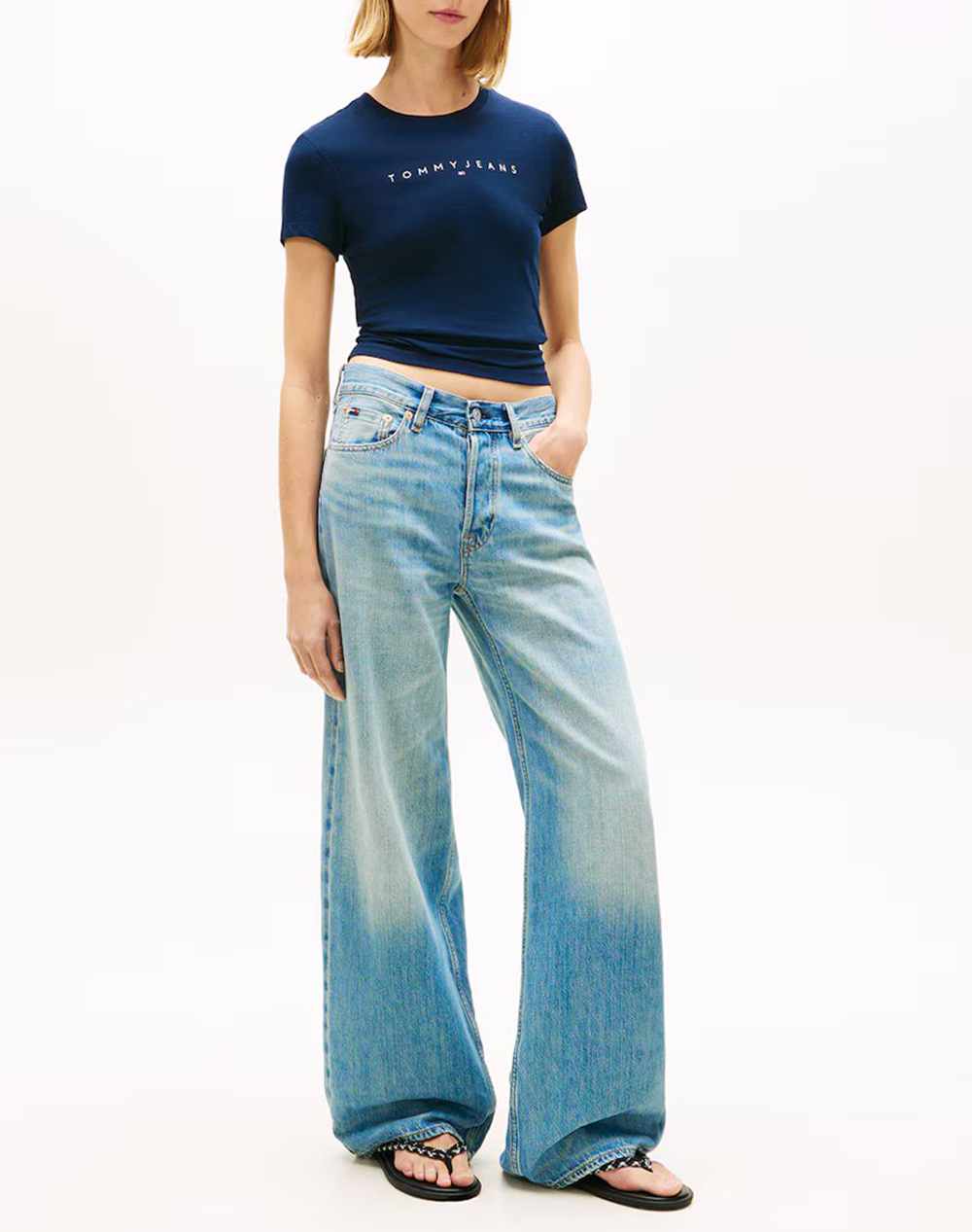 Tommy Jeans Tjw Slim Linear Tee Ext Dw0Dw18398-0G0 Darkblue Γυναικεία ρούχα μπλούζες Τ-Shirt Politikos Shop Πολιτικός
