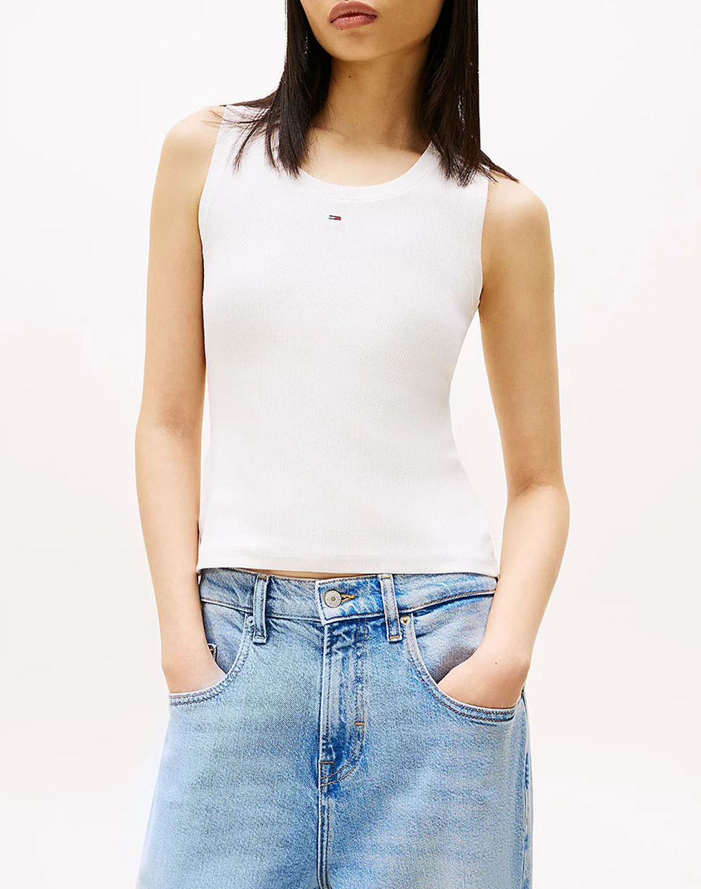 TOMMY JEANS TJW ESSENTIAL RIB TANK EXT DW0DW20673-YBL Ecru