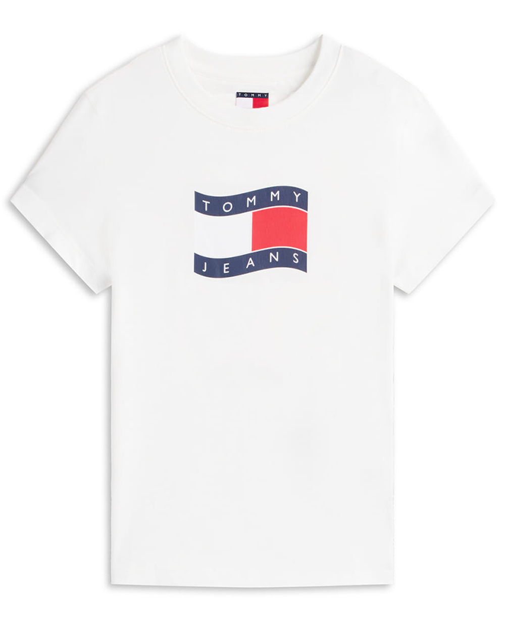 Tommy Jeans Tjw Slim Wavy Flag Tee Ext Dw0Dw22781-Ybl Ecru Γυναικεία ρούχα μπλούζες Τ-Shirt Politikos Shop Πολιτικός