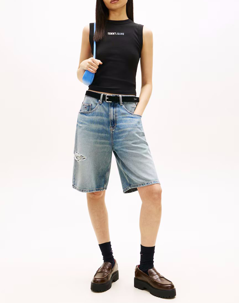 Tommy Jeans Tjw Slim Ess Logo 2 Rib Tank Dw0Dw22577-Bds Black Γυναικεία ρούχα μπλούζες Τοπ Κορμακια Politikos Shop Πολιτικός