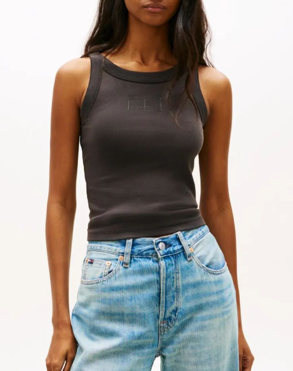 TOMMY JEANS TJW SLIM SH TONAL FLAG TANK DW0DW22736-BDS JetBlack