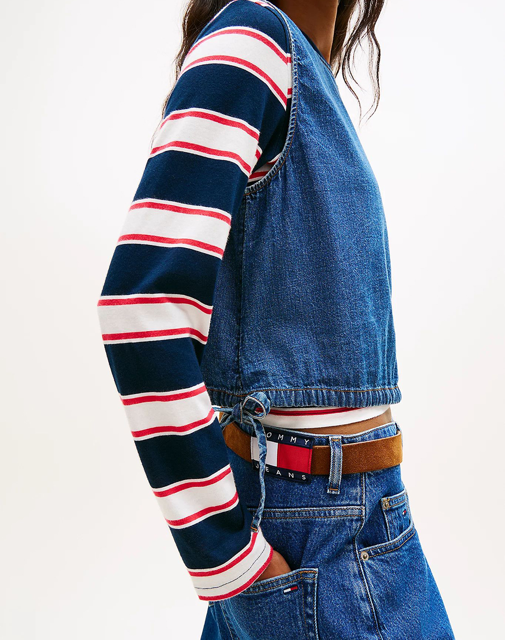 Tommy Jeans Tjw Tie Side Chambray Blouse Dw0Dw22609-1A5 Denimblue Γυναικεία ρούχα μπλούζες Τοπ Κορμακια Politikos Shop Πολιτικός