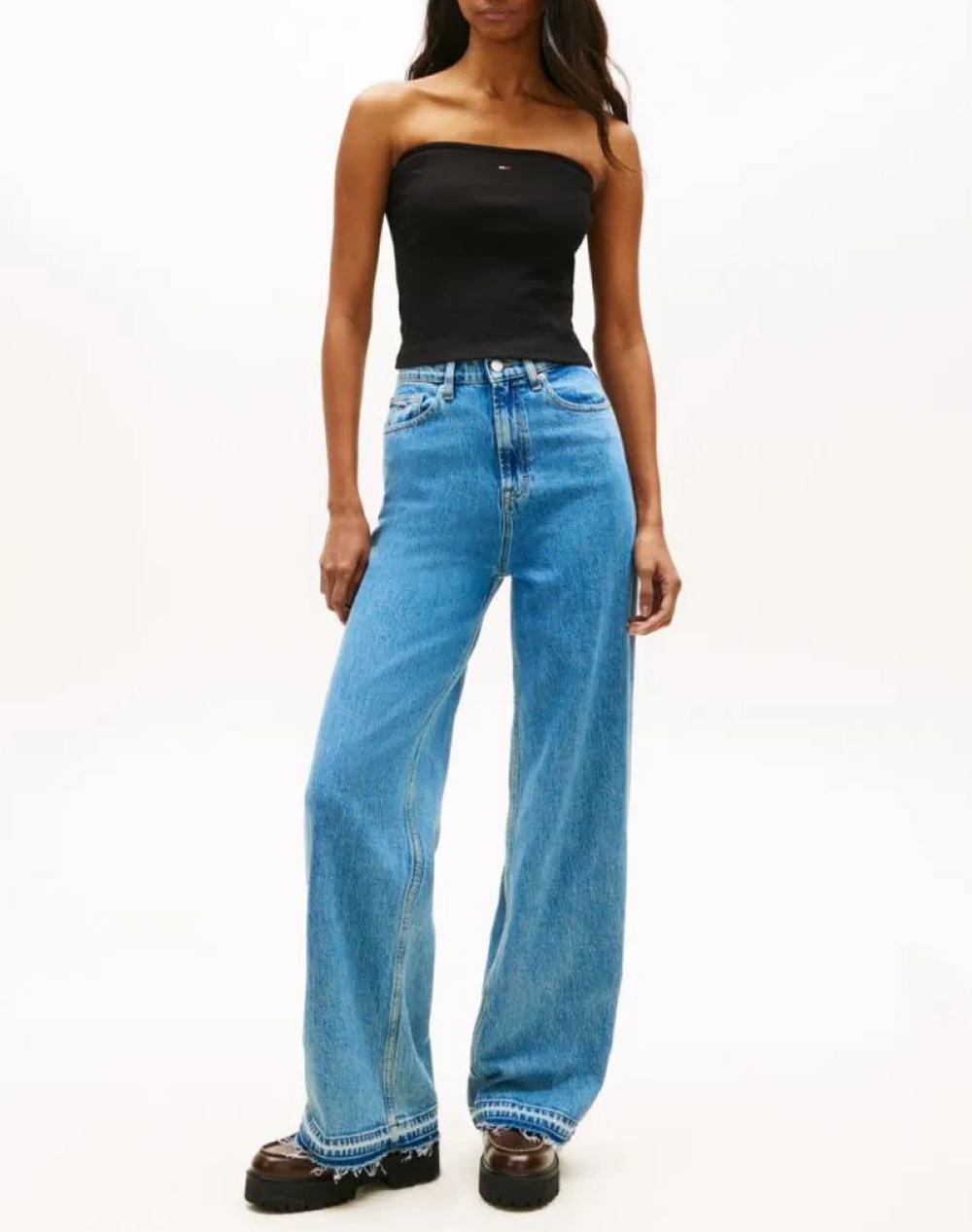 Tommy Jeans Tjw Slim Sh Bandeau Rib Top Dw0Dw22263-Bds Black Γυναικεία ρούχα μπλούζες Τοπ Κορμακια Politikos Shop Πολιτικός