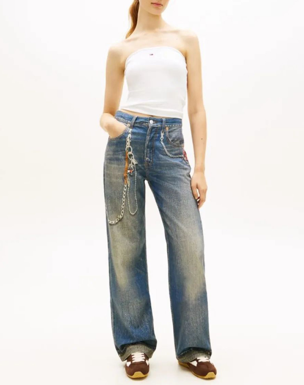 Tommy Jeans Tjw Slim Sh Bandeau Rib Top Dw0Dw22263-Ybl Ecru Γυναικεία ρούχα μπλούζες Τοπ Κορμακια Politikos Shop Πολιτικός