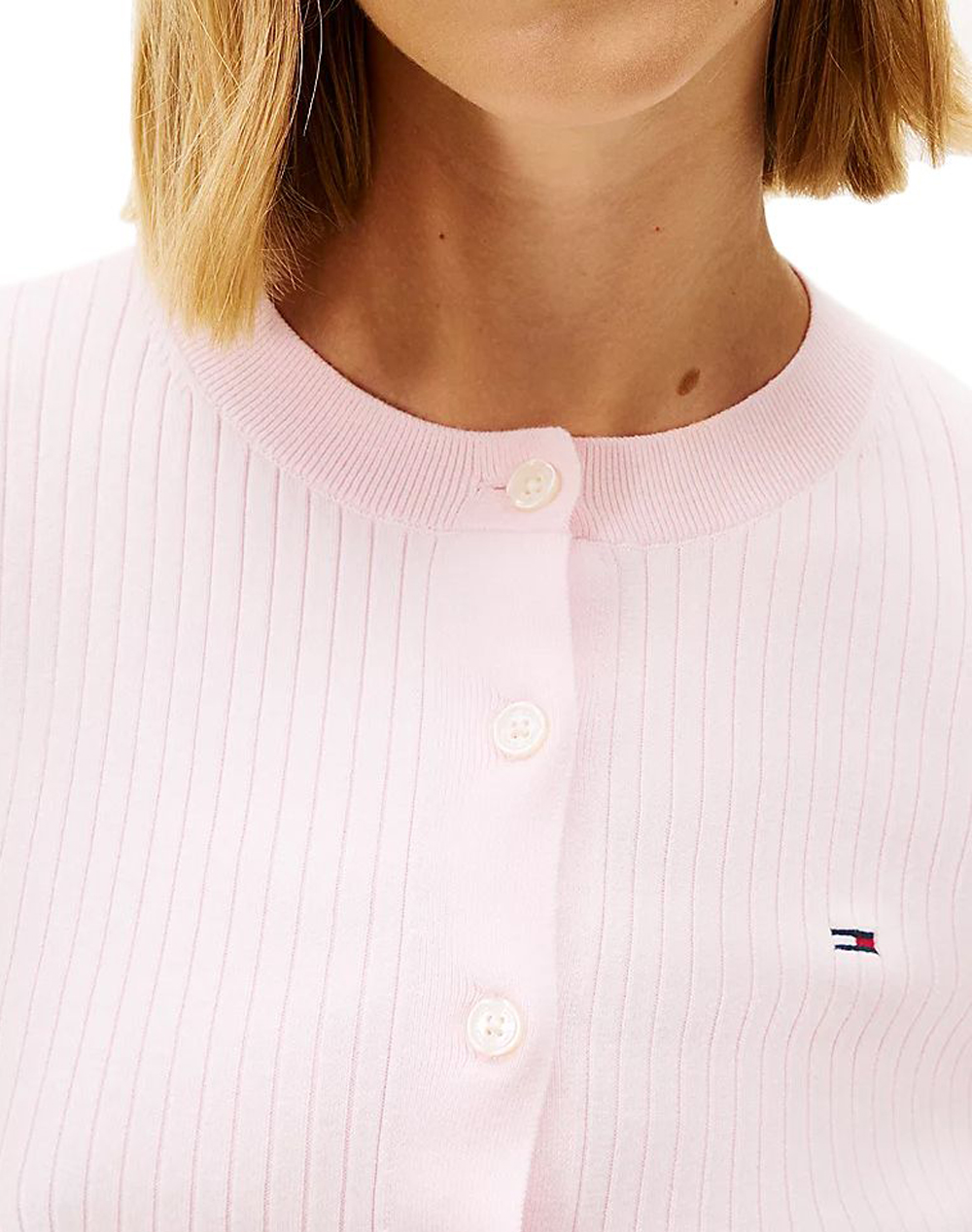 Tommy Jeans Tjw Cropped Rib Cardigan Dw0Dw22023-Tog Lightpink Γυναικεία ρούχα μπλούζες Πλεκτά Politikos Shop Πολιτικός