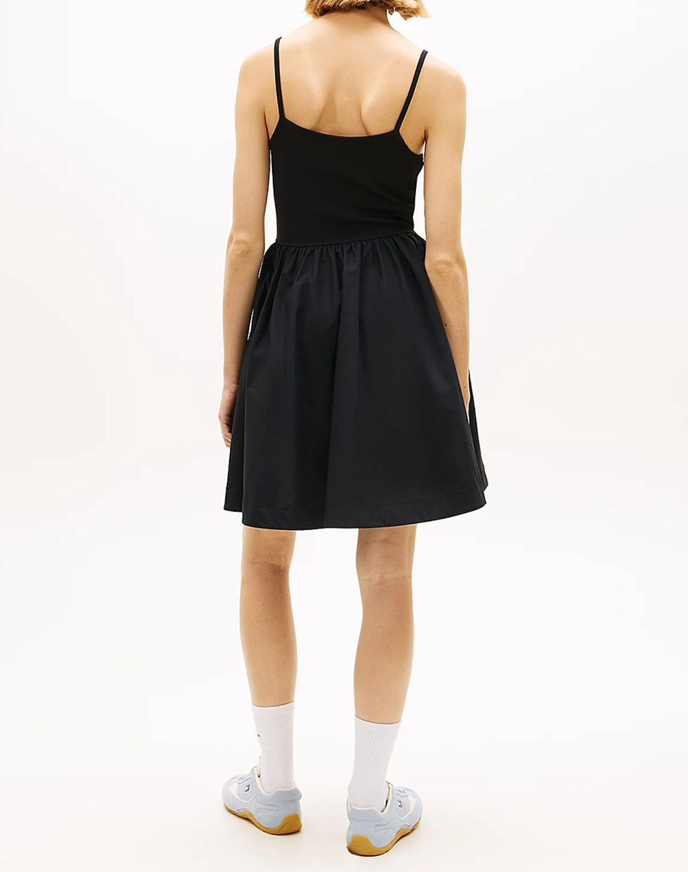 TOMMY JEANS TJW RIB POPLIN MIX STRAPPY DRESS DW0DW22352-BDS Black