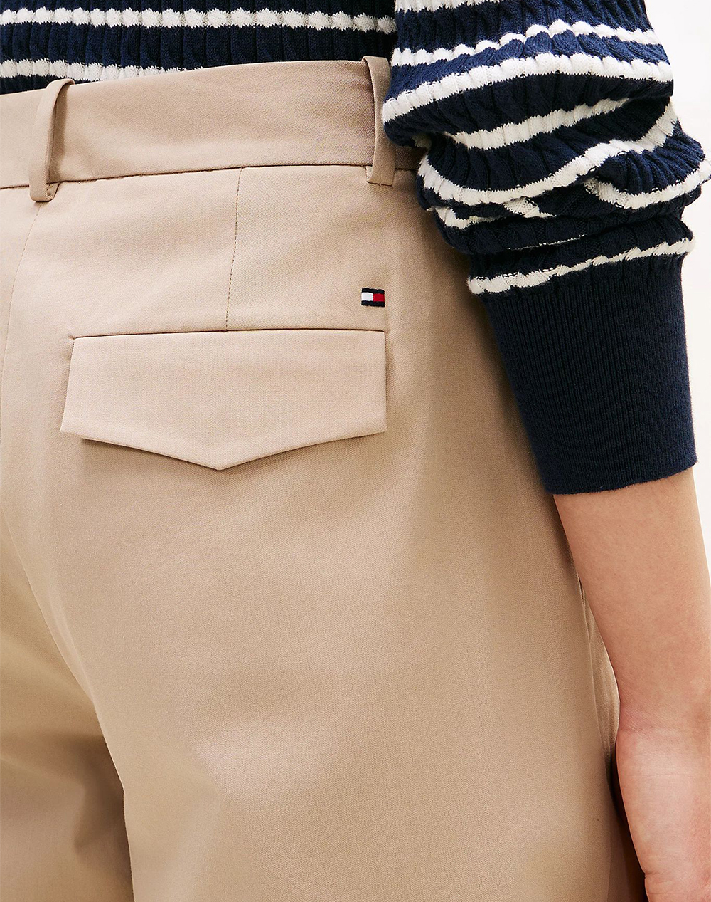 Tommy Hilfiger Cotton Barrel Pleated Chino Ww0Ww48993-Aeg Biege Γυναικεία ρούχα παντελόνια Chinos Politikos Shop Πολιτικός