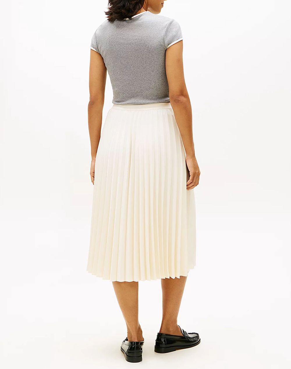 TOMMY HILFIGER FLUID PLEATED PULL ON MIDI SKIRT WW0WW48538-AEF Cream φωτογραφία